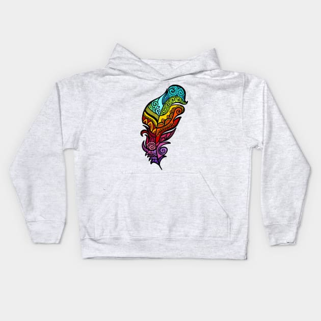 Zentangle tribal feather Kids Hoodie by ComPix